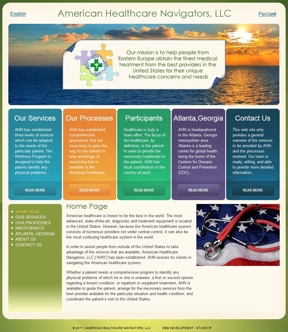 Website of the company American Healthcare Navigators, Inc.